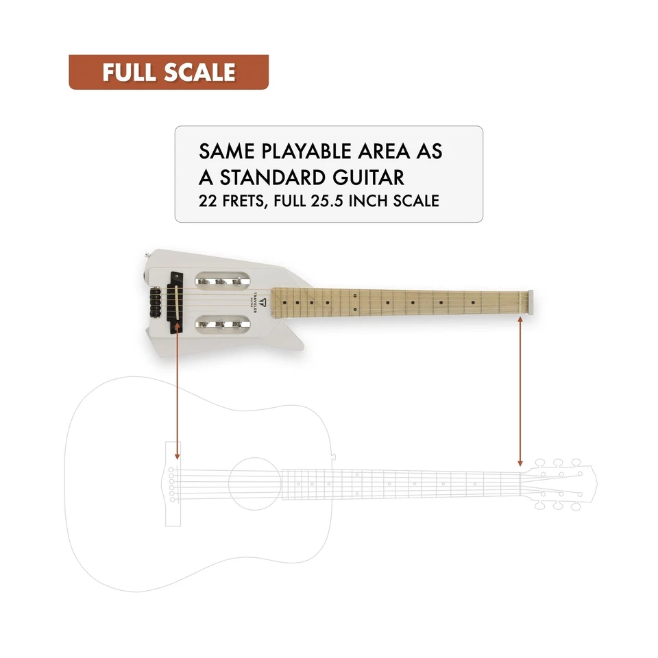 Guitarra Eléctrica Acústica Traveler Guitarra Eléctrica 6 Cuerdas, Derecha, Blanco Ángel... Foto 4 de 4