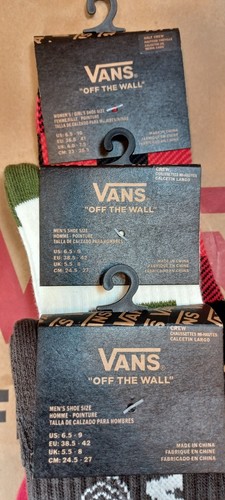 3 pares de calcetines Vans Crew para mujer 6,5-9/10 blanco/marrón/rojo - Imagen 3 de 12