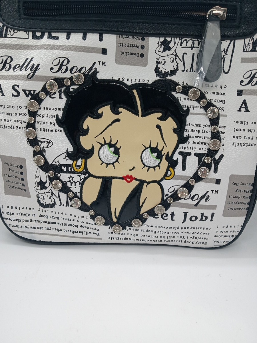 Betty Boop faux leather Newspaper Heart Stone Zip 9.5 X 10.5