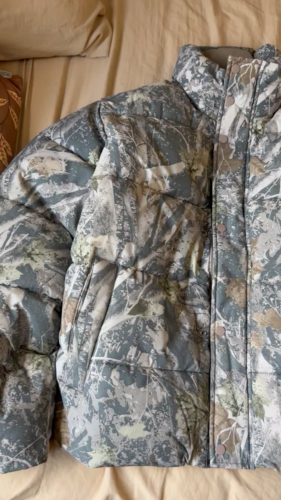 Abercrombie & Fitch Ultra Puffer Jacket Gray Camo Camouflage Coat Military Vtg L - Video 1 of 1