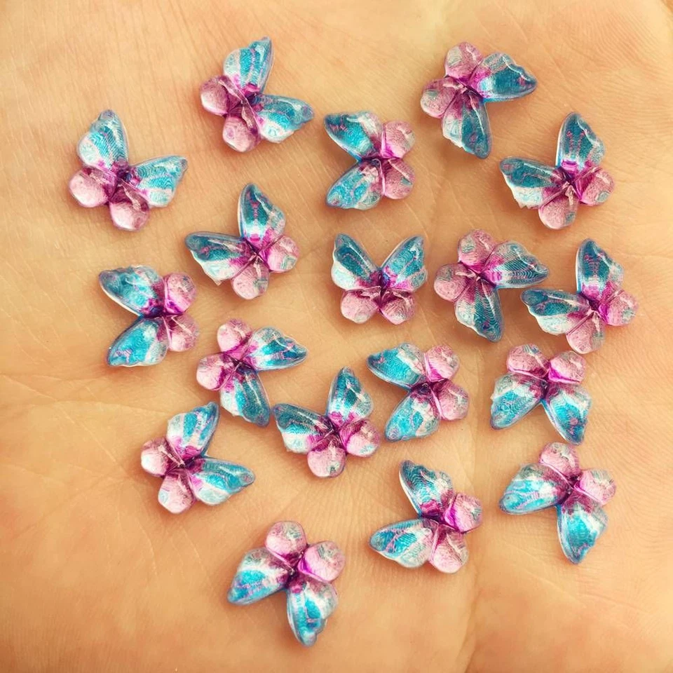80Pcs Butterfly Resin Colorful Flatback Rhinestone Scrapbooking Craft Decoration - Image 4 of 4