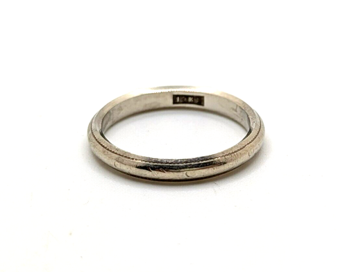 Antique JR WOOD 18K W White Gold Plain Matte Wedding Band Ring Artcarved 7.25