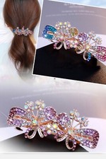 Pack of 2pc Rhinestone Butterfly Barretterfly Crystal Hairpieces hairpins