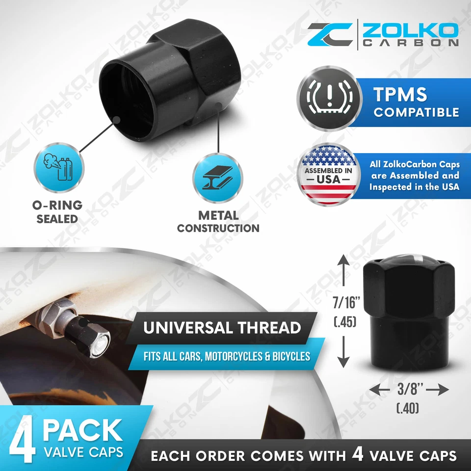 VALVE STEM CAPS WHEEL TIRE FOR CADILLAC 4PC 3 COLOR OPTION - HX06 HX08 - Image 3 of 4