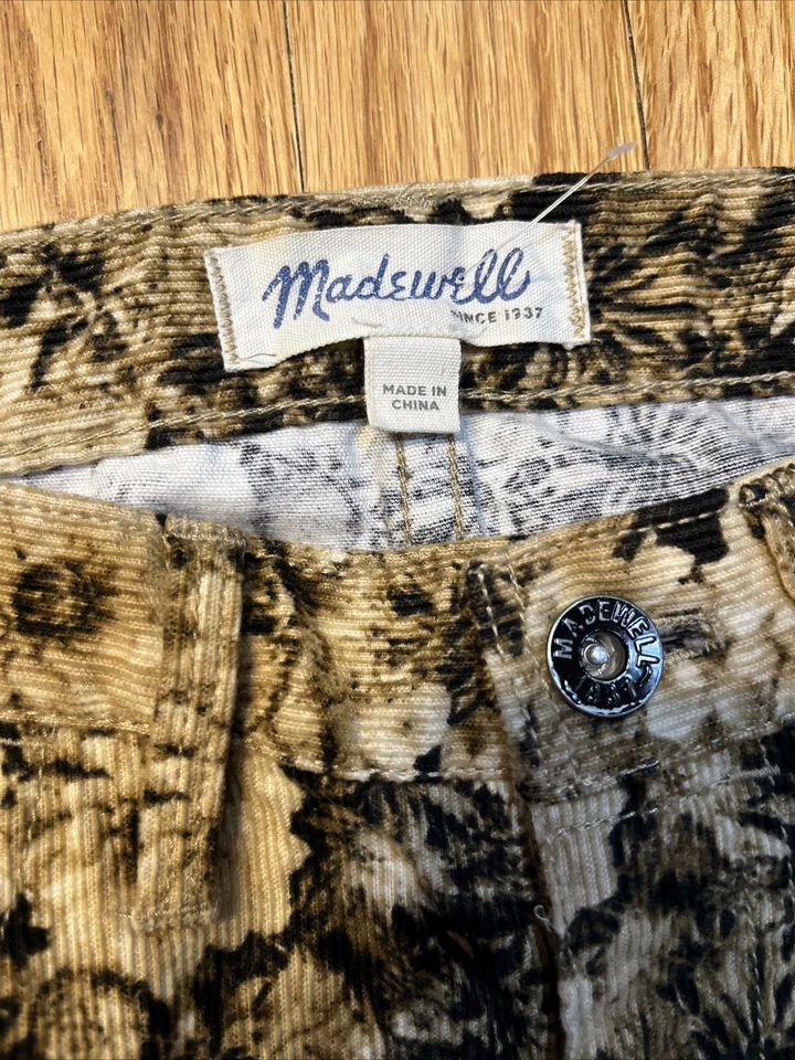 Pantalones Madewell Pana Marrón Flor Talla 24/32 Jcrew Foto 4 de 4