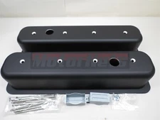 SBC Small Block Chevy Black Aluminum CenterBolt Valve Cover 305 350 Tall Vortec 