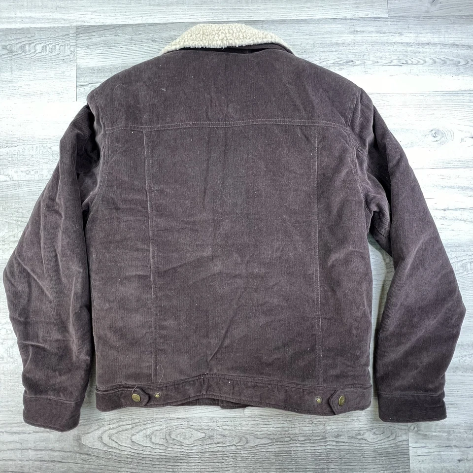 Izod Men's Corduroy Jacket Lightweight Fleece Lined Snap Up Pockets Brown Sz M - Image 2 of 4