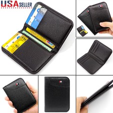 Men Slim Bifold Minimalist Small Front Pocket PU Leather Wallet Mini Card Holder