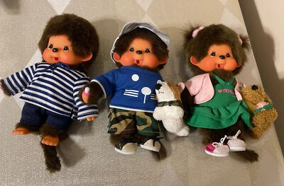 Lot Vintage 1974 Monchichi Sekiguchi Monkey Doll Dog Trainer Full