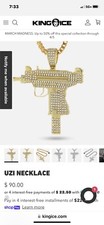 King I  ve Rose Gold Uzi Pendant Necklace Hip Hop Bling Jewelry