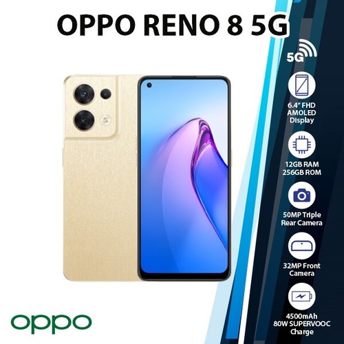 OPPO Reno8 5G BEIGE 12+256GB GLOBAL Ver. Dual SIM Android Cell Phone(Unlocked)