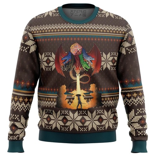 Dungeons & Dragons Ugly Christmas Sweater Fantasy RPG Holiday Apparel