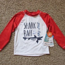 NWT Big Chill 4 Shark Bait L/S Rash Guard Swim Shirt White Orange 50 UPF