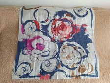 Chanel CC Logo Floral Camellia Silk Square Scarf Shawl Wrap Multicolor 107cm
