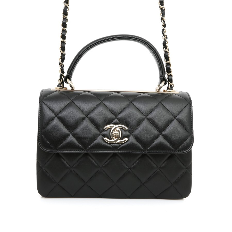 Chanel Trendy CC Lambskin Chain Shoulder Flap Bag Black Gold