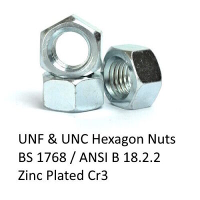 SECHSKANT VOLLMUTTERN UNF UNC GEWINDE IMPERIAL ZOLL VERZINKT BZP 1/4'''' BIS 1'''' GRÖSSE