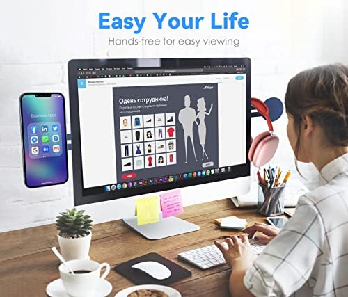 Magnetic Foldable Phone Holder for Laptop Adjustable Phone Monitor Side Mount