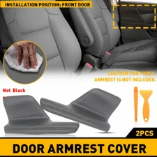 2pcs Door Armrest Replacement Cover Leather For Honda Odyssey 2011-17 Dark Gray