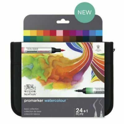 Winsor & Newton Promarker Aquarell Twin Tip Marker 24+1 Farben Geldbörse