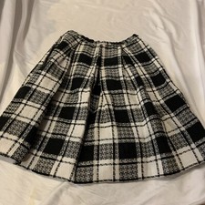 Vintage Skirt Black  White Plaid Pleated Cosplay Side Zip Union Label Waist 22  