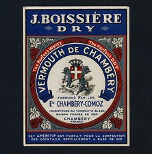 France VERMOUTH DE CHAMBÉRY Wermut * Vintage 1910s Litho Label / Etikett