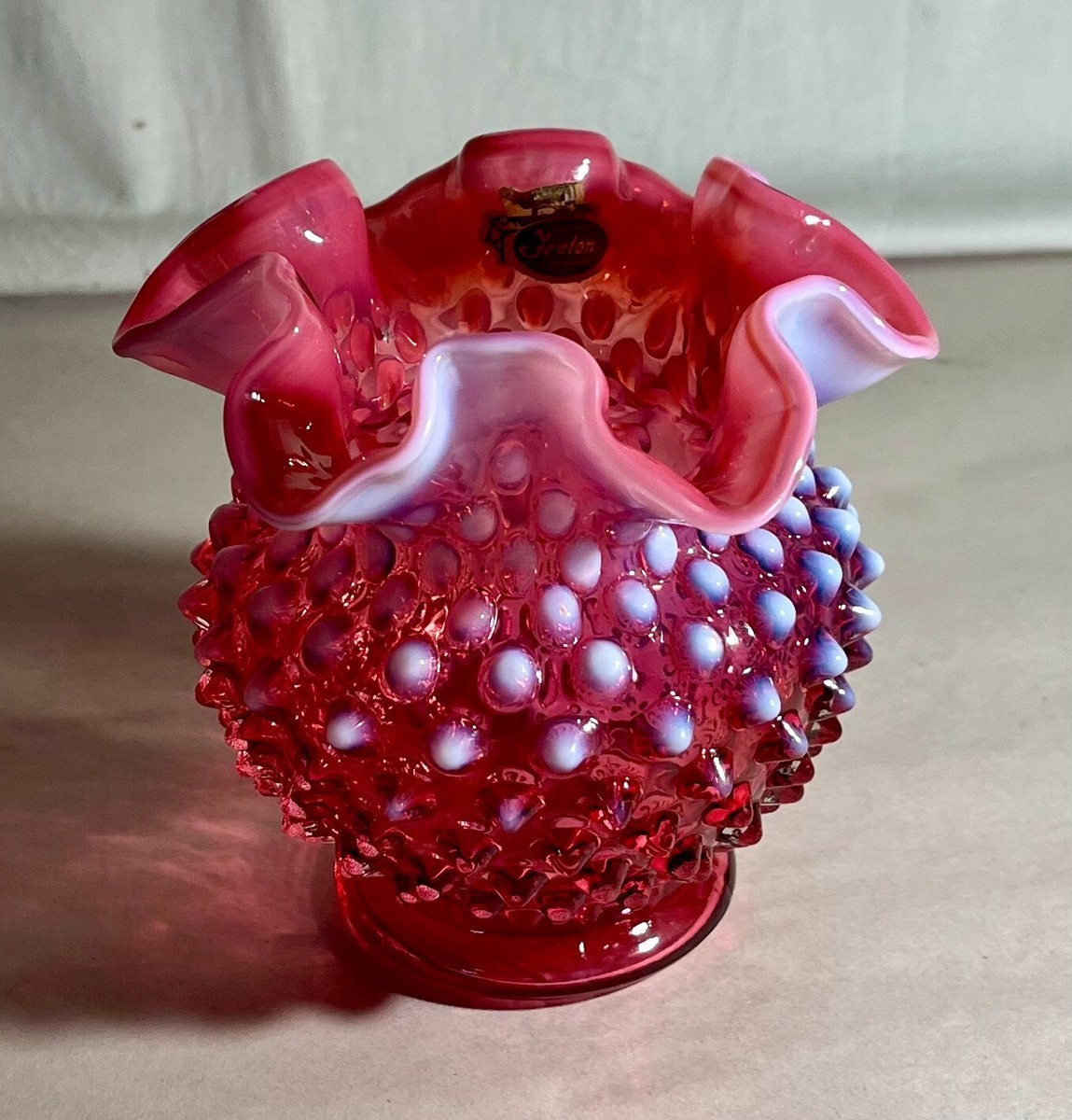 FENTON OLD サムプリント&アンベリーナカレーガラス フリルエッジ 129a9ce4c290ecb70c681330dadd98