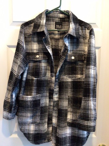 LADIES NEW BLACK & WHITE PLAID BBJ LOS ANGELES X-BOYFRIEND SHACKET SZ MEDIUM - Picture 6 of 6