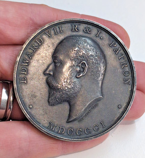 1906 SILVER SOCIETY OF ARTS MEDAL EMIL FUCHS EDWARD VII HARRY HOLT ANTIQUE