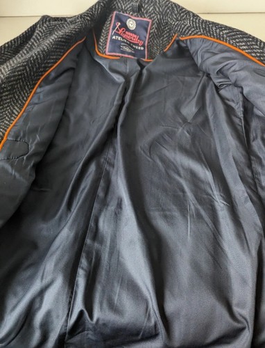 Superdry Atelier Tweed Jacket Coat Blue Grey Medium UK 10 Wool Mix Military - Picture 8 of 11