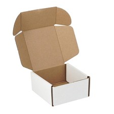 4"x4"x2" Shipping Boxes Set of 3, White Corrugated Cardboard Box Literature M...