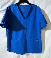 Figs Technical Collection Women's 3 pocket, v-neck scrub top royal blue XL