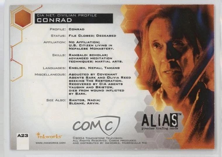 2004 Inkworks Alias Season 3 Auto David Carradine as Conrad #A23 Auto 4at - Image 2 of 3