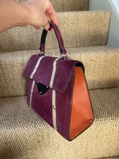 Borsa Coccinelle in pelle B14 Mini scamosciata arancione e viola