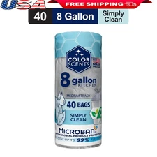40 Count 8 Gallon Drawstring Trash Bags Simply Clean Scent Microban Odor Control