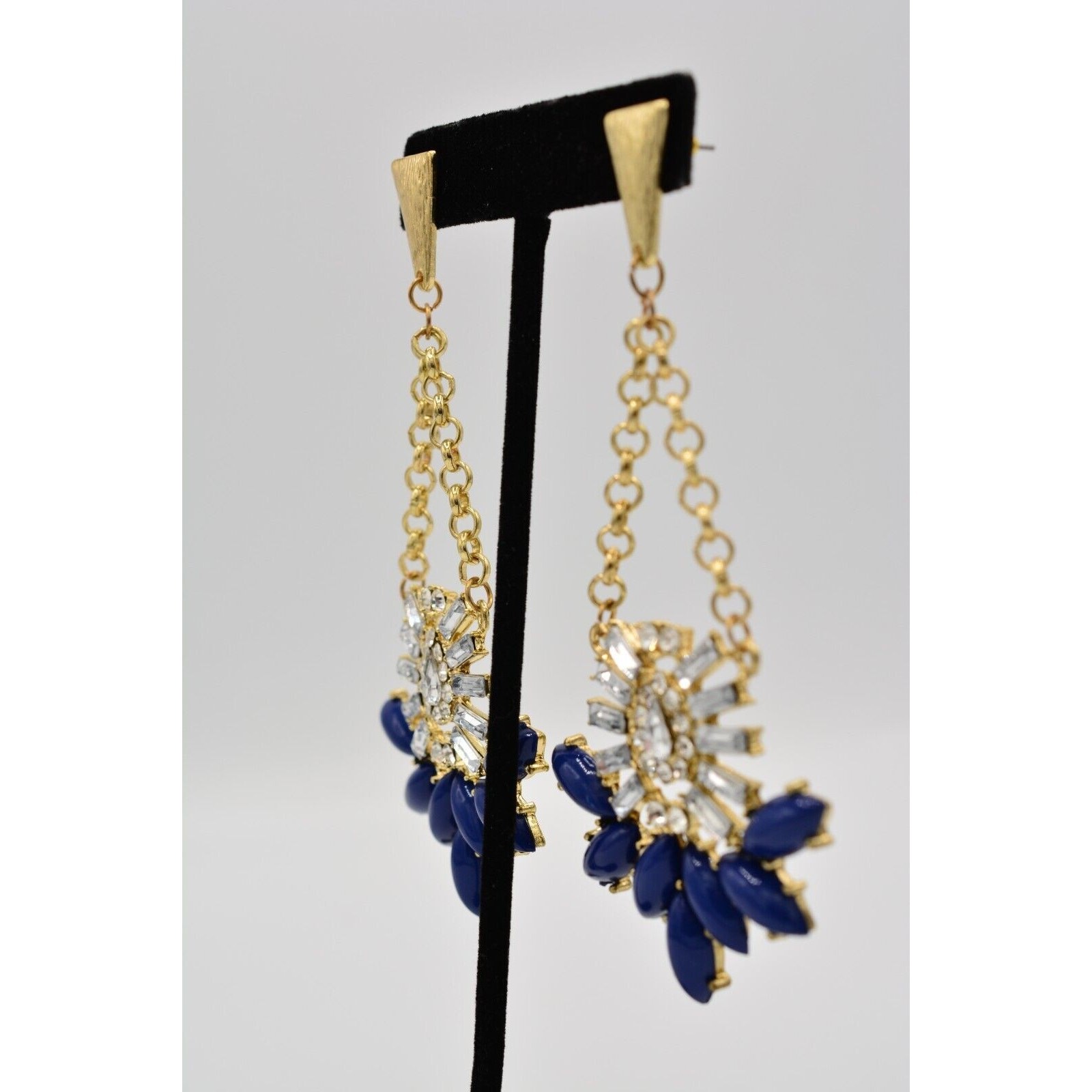 Statement Earrings Dangle Cabochon Crystal Chain … - image 3