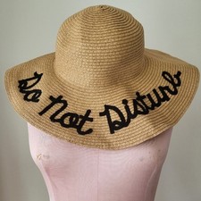 Wide Brim Floppy Straw Sun Hat DO NOT DISTURB Embroidered