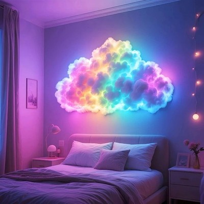 39,3 Zoll 3D Donnerwolke LED Umgebungslicht Fernbedienung und APP-Steuerung Farbe zum Selbermachen