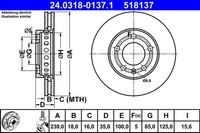 2X Bremsscheibe Powerdisc ATE 24.0318-0137.1 FüR VW Skoda Polo Fabia FOX 545 6Y2