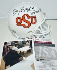 BARRY SANDERS AUTOGRAPHED VSR4 MINI HELMET OKLAHOMA STATE 1988 HEISMAN JSA