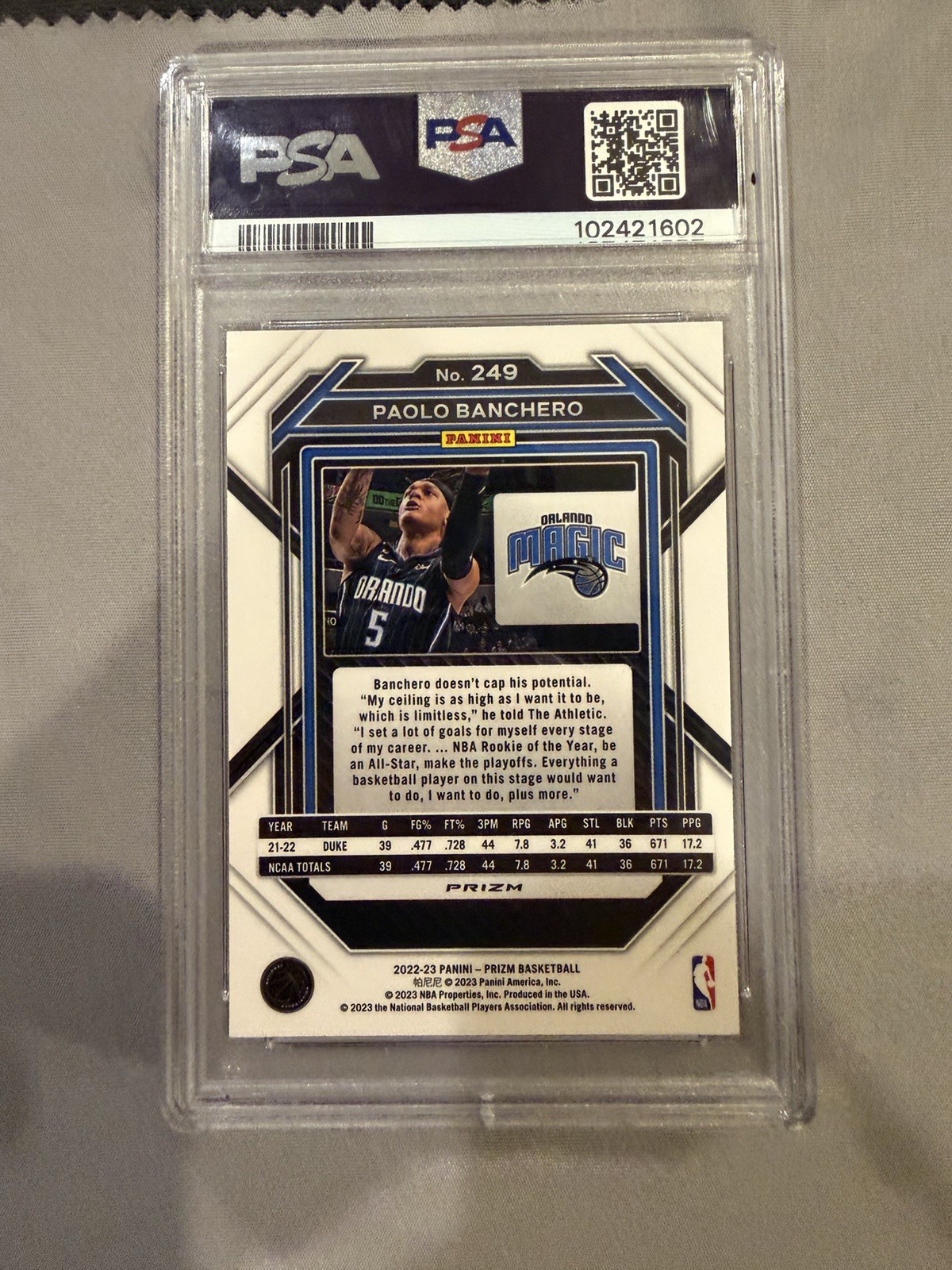 Paolo Banchero 2022-23 PANINI PRIZM RED ICE Rookie RC GEM MINT PSA 10 view 5