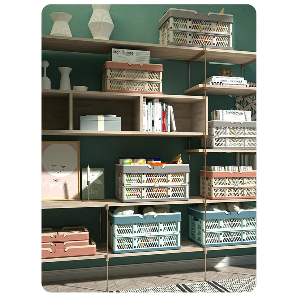 Caja de almacenamiento de plástico plegable VIGAER 20 L - Cubo con mango plegable blanco/gris Foto 4 de 4