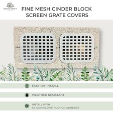 Cinder Drain Block Screen | Wall 5" x 6" Covers | Animal Barrier [Set of 2]