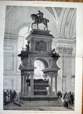 Original Old Antique Print Wellington Monument St Pau'S London 1878 Victorian