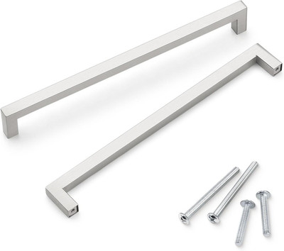 Brushed Nickel Cabinet Handles - 25 Pack 10'' Square Bar Pulls for Kitchen & Bath