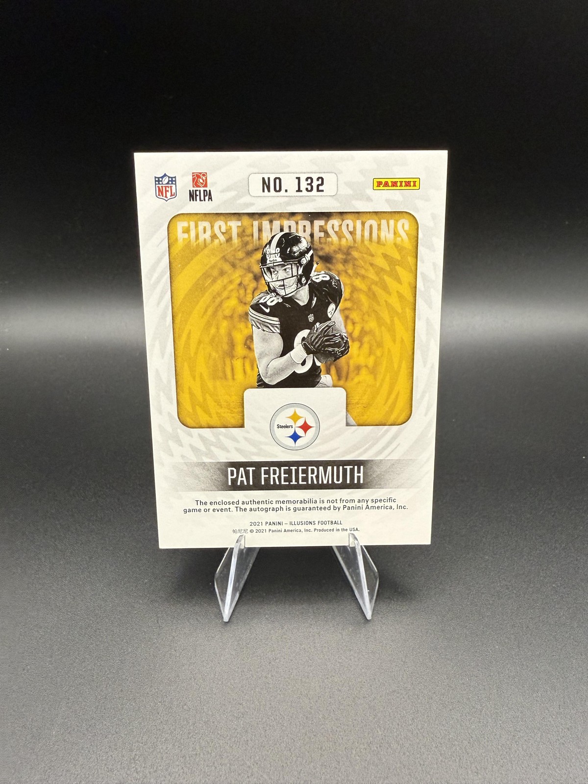 Pat Freiermuth /99 RPA 2021 Illusions First Impressions Patch Auto Steelers RC view 2