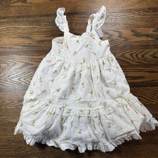 Tahari Girls White Floral Tiered Ruffle Dress 100 Cotton Lining Size 3T