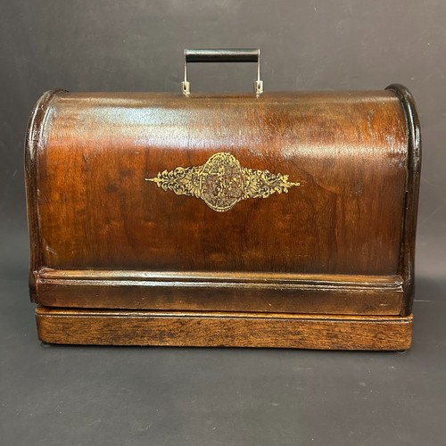 1900 SINGER 27 128 SEWING MACHINE CARRYING CASE BENTWOOD COVER BOX SHORT BASE - Picture 6 of 24