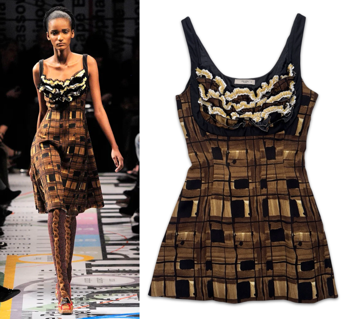 Archive Vintage Prada Fall 2010 Abstrict Print Beaded Bust