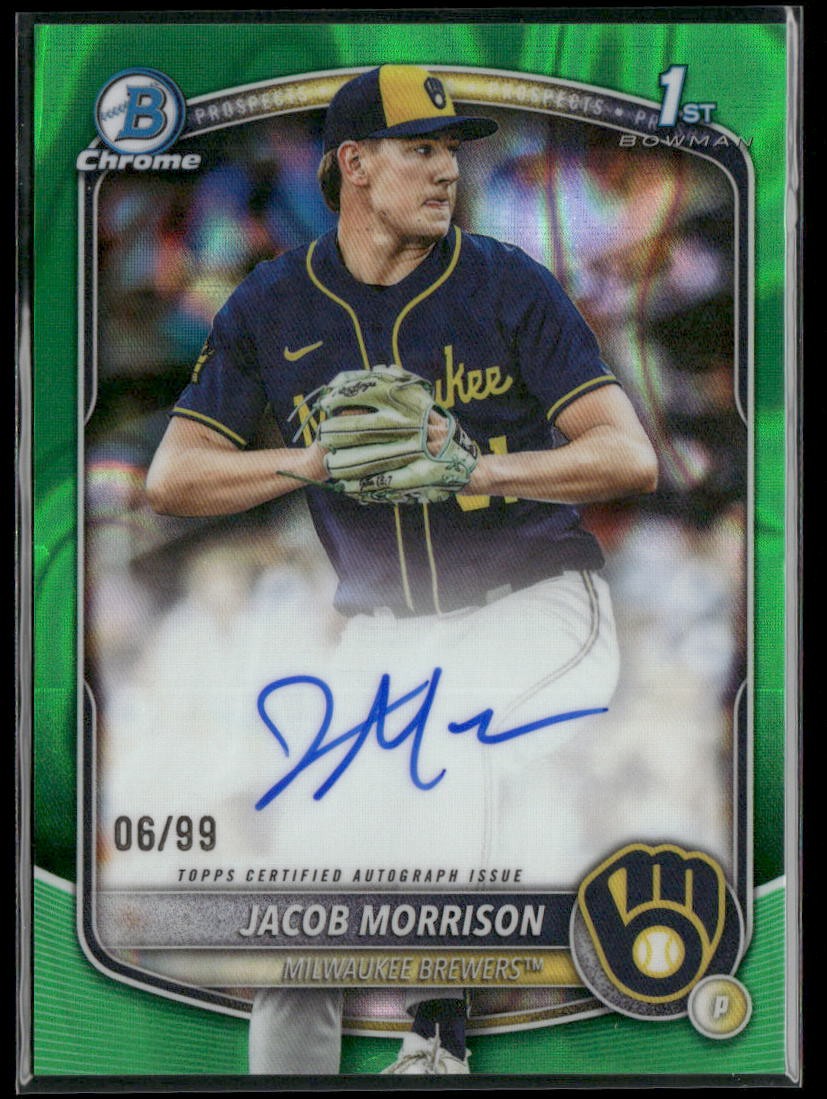2025 Bowman Draft Jacob Morrison Chrome Autograph Green Lava Refractor #/99