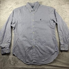 Polo Ralph Lauren Mens 16.5 34/35 Classic Fit Stripe Button-Down Shirt Blue